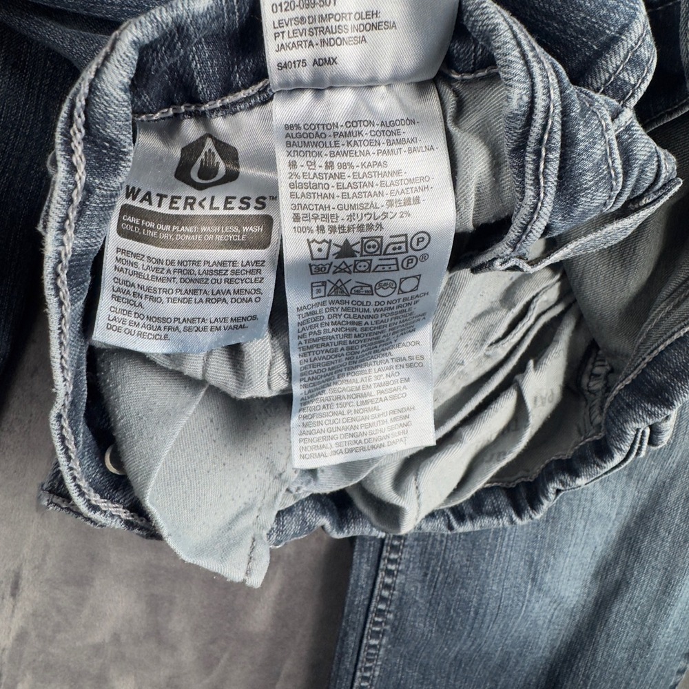 Levi's Jeans Mens 34x28 Blue WaterLess Straight Leg Denim 2408 - Picture 6 of 8